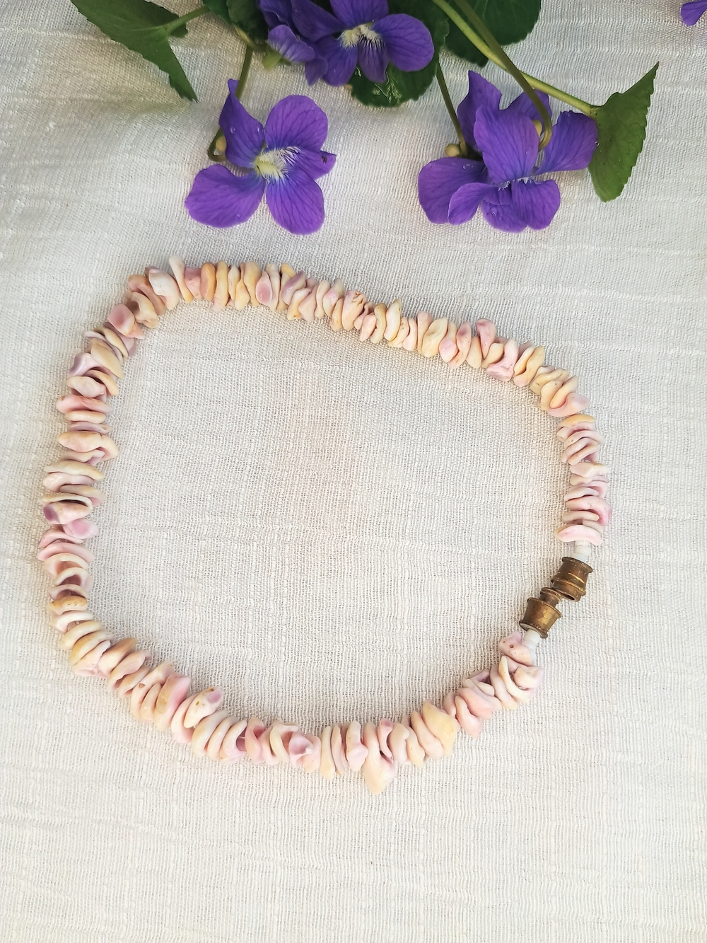 🌊 COASTAL GRANDMOTHER 🌊 TRU VTG Natural Quahog Shell, Wampum Anklet, Surf Chic